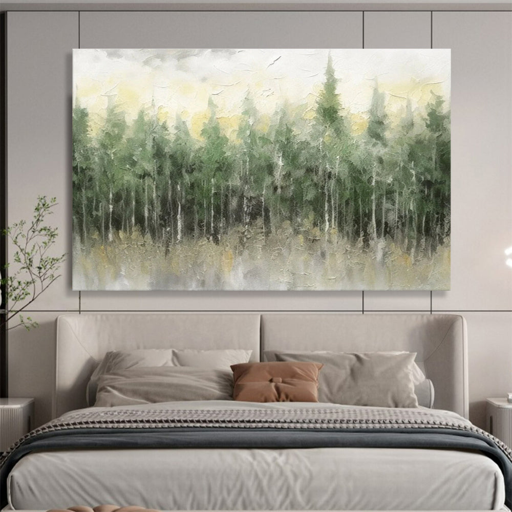 Misty Forest Abstract Painting for Enchanting Retreats YHT064