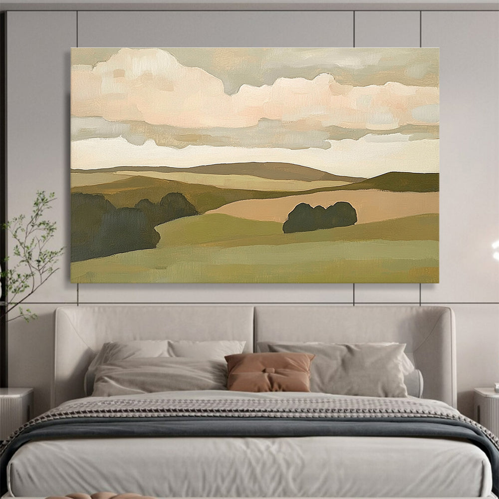 Minimalist Rolling Hills Painting with Soft Earthy Tones ABS563