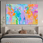 Colorful Patchwork with Vibrant Brushstrokes Abstract Painting ABS344