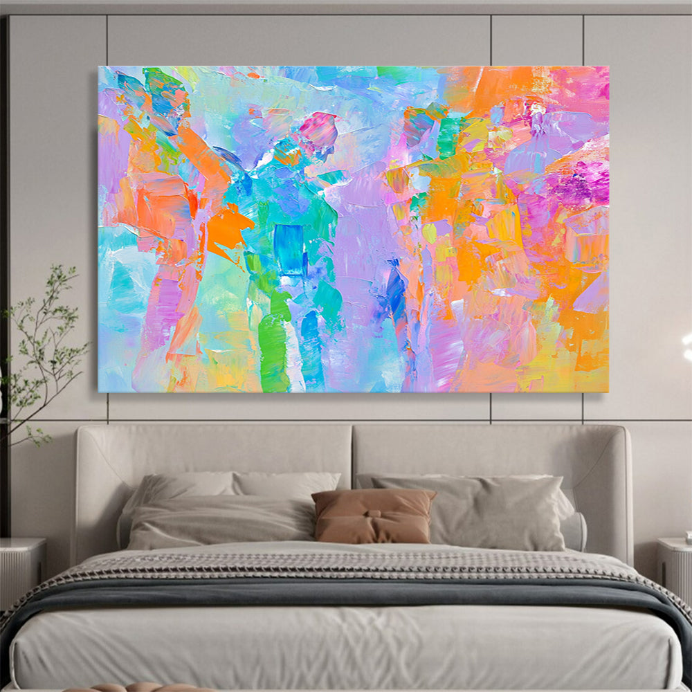Colorful Patchwork with Vibrant Brushstrokes Abstract Painting ABS344