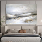 Textured Gray Landscape Abstract Painting with Subtle Gold Accents ABS243