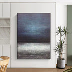 Moody Dark - Light Abstract Horizon Painting for Dramatic Spaces HENG259
