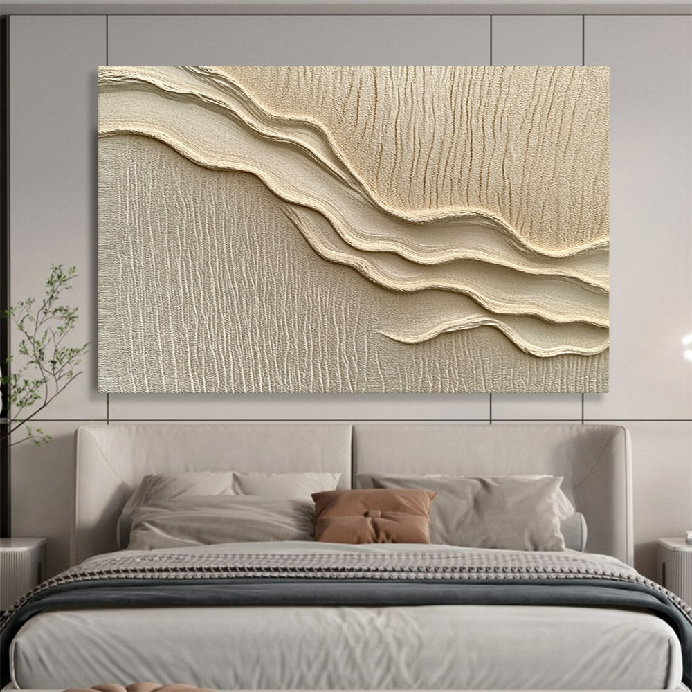 Beige Wavy Textured Art Abstract Painting with Tactile Minimalism ABS610