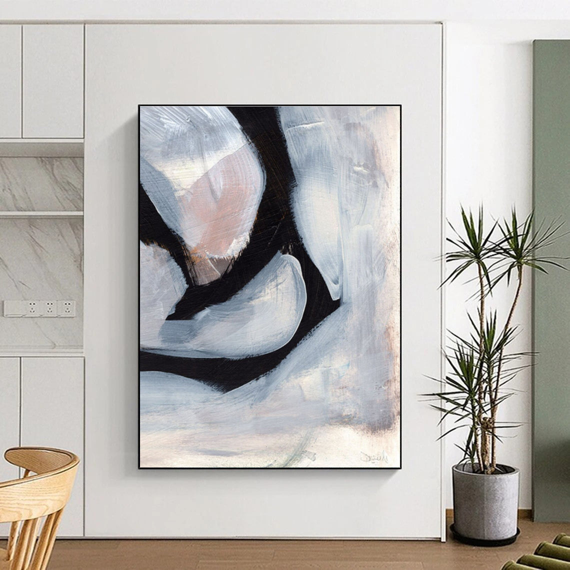 Textured Monochromatic Abstract Shapes for Modern Galleries HENG228