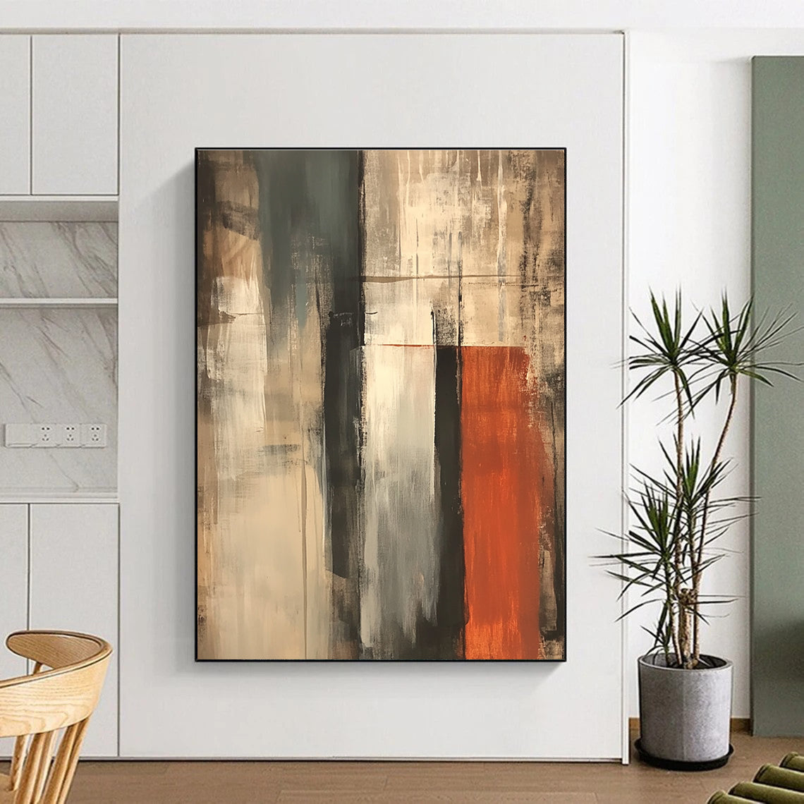 Multitone Vertical Abstract Painting with Textured Dynamism WINK229