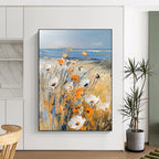 Beach Flowers Serene Abstract Painting for Coastal Homes GAB1415