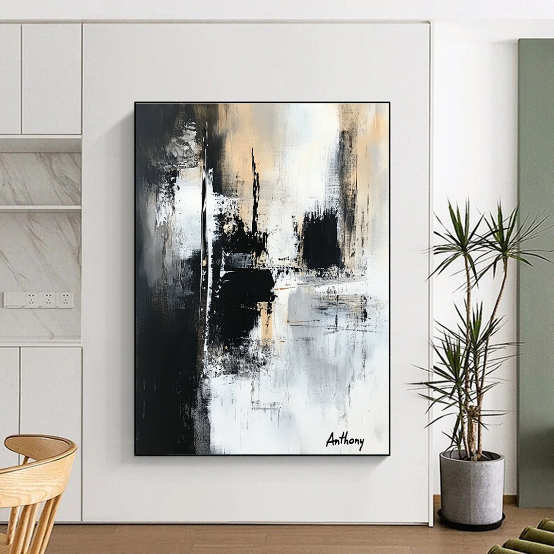 Monochrome Abstract by Anthony Painting for Industrial - Chic Home Offices GAB1195