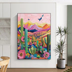 Colorful Desert Landscape Collage Textured Abstract Art for Bohemian Spaces GAB1469
