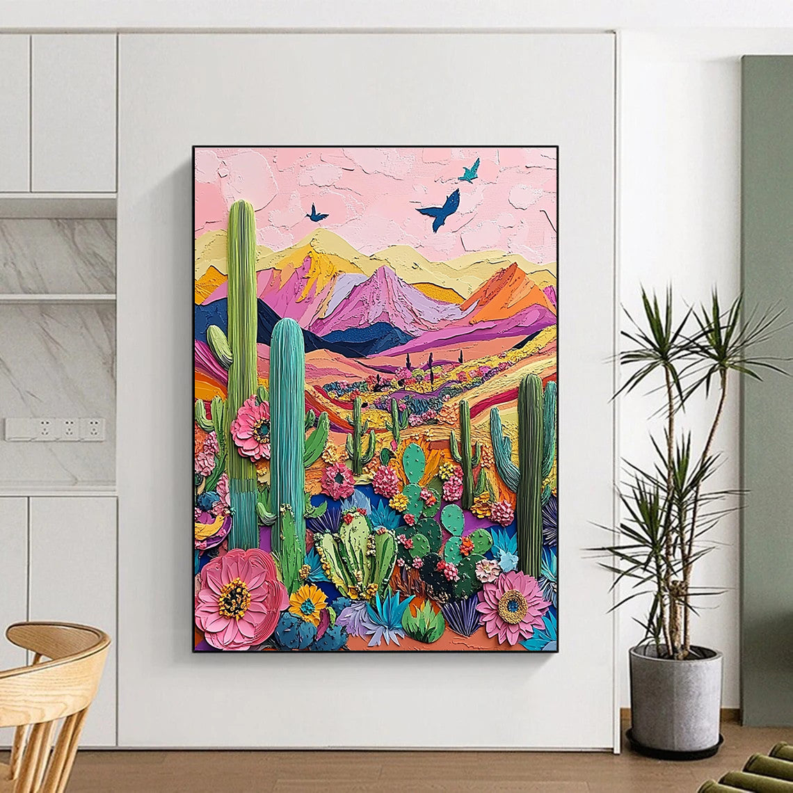 Colorful Desert Landscape Collage Textured Abstract Art for Bohemian Spaces GAB1469