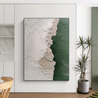 Textured Green and Beige Art - Tactile Abstract Painting GAB0404