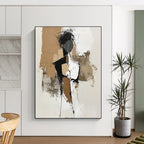 Neutral Tone Figure Abstract Painting for Minimalist Art Studios GAB0852