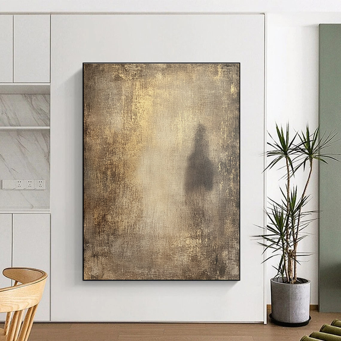 Shadowy Figure Abstract Painting with Muted Tones GAB0048