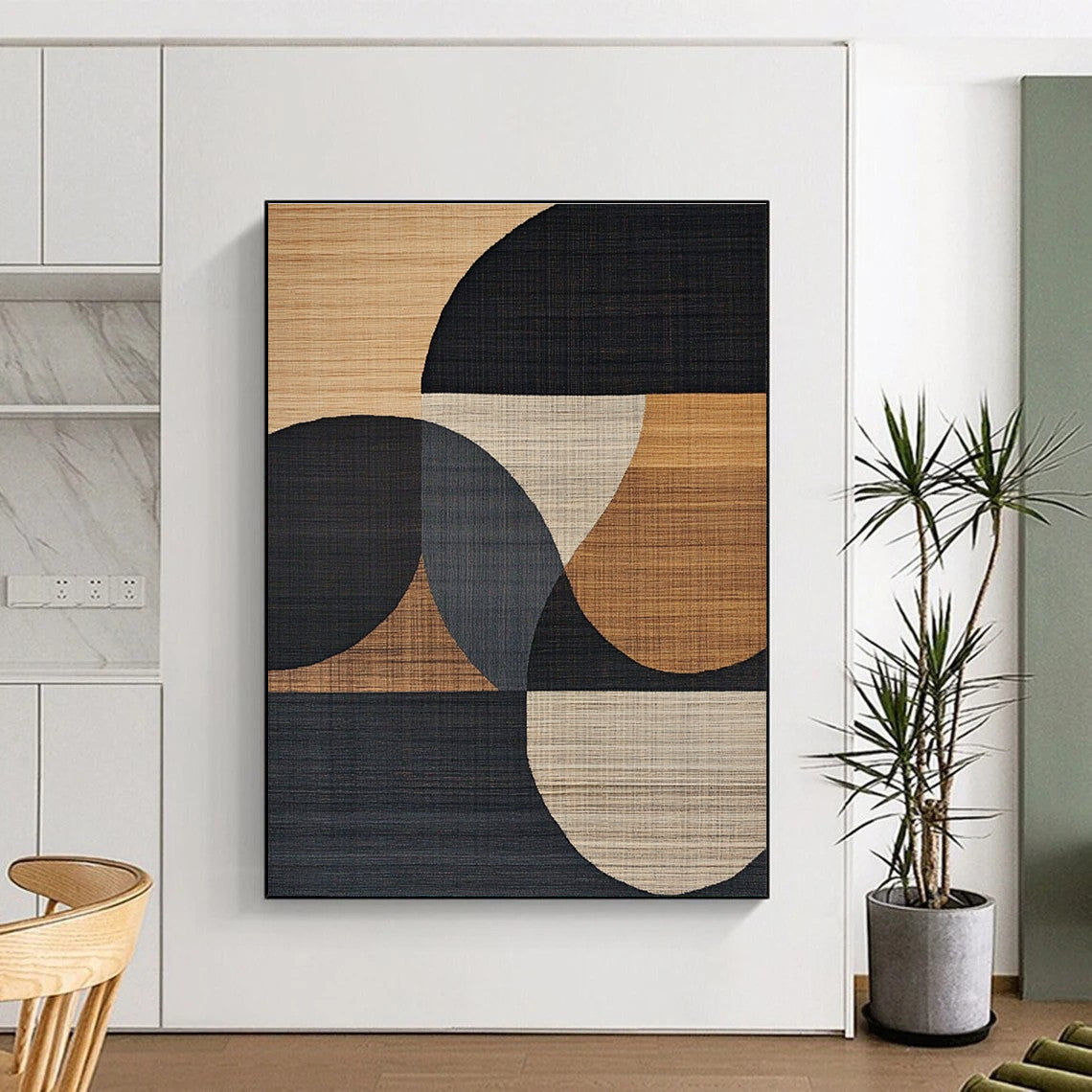 Circular Geometric Patterns Abstract Painting for Modern Office Lobbies GAB1360