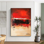 Red - Beige Dynamic Abstract Painting: Bold Strokes for Modern Spaces GAB0954