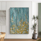 Teal with Gold Flecks Abstract Painting for Luxe Spa Retreats HENG462