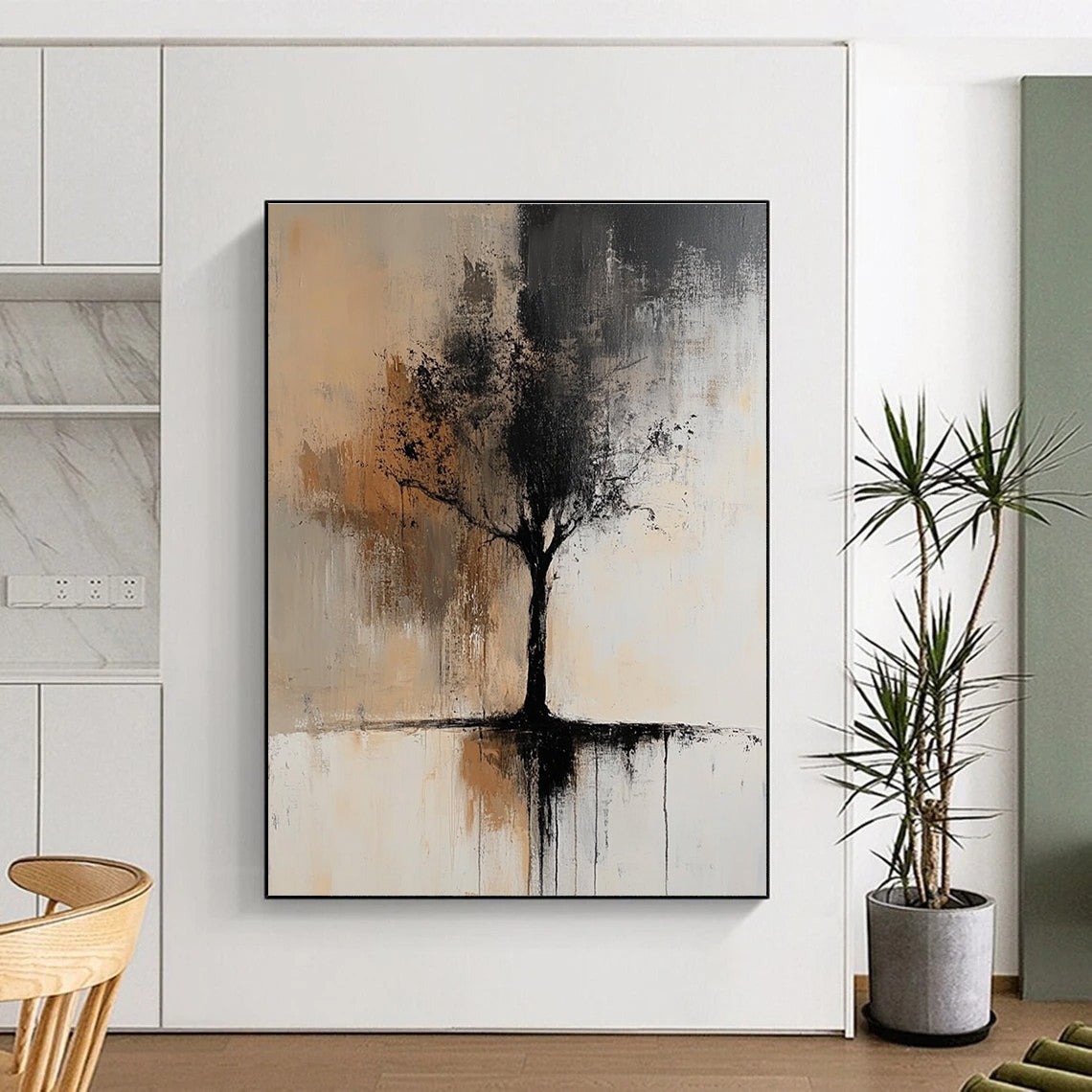 Black and Brown Tree Abstract Painting for Nature - Loving Studies GAB0978