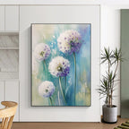 Purple and White Flowers Vibrant Abstract Painting for Bright Kitchens GAB1515