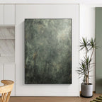 Dark Green Textured Abstract Painting with Earthy Depth WINK104