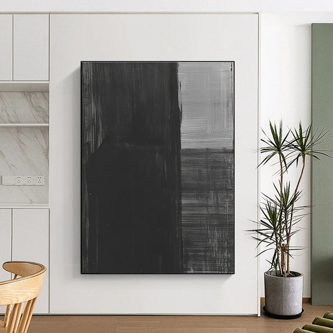 Abstract Black and Gray Painting with Textured Layers GAB0027