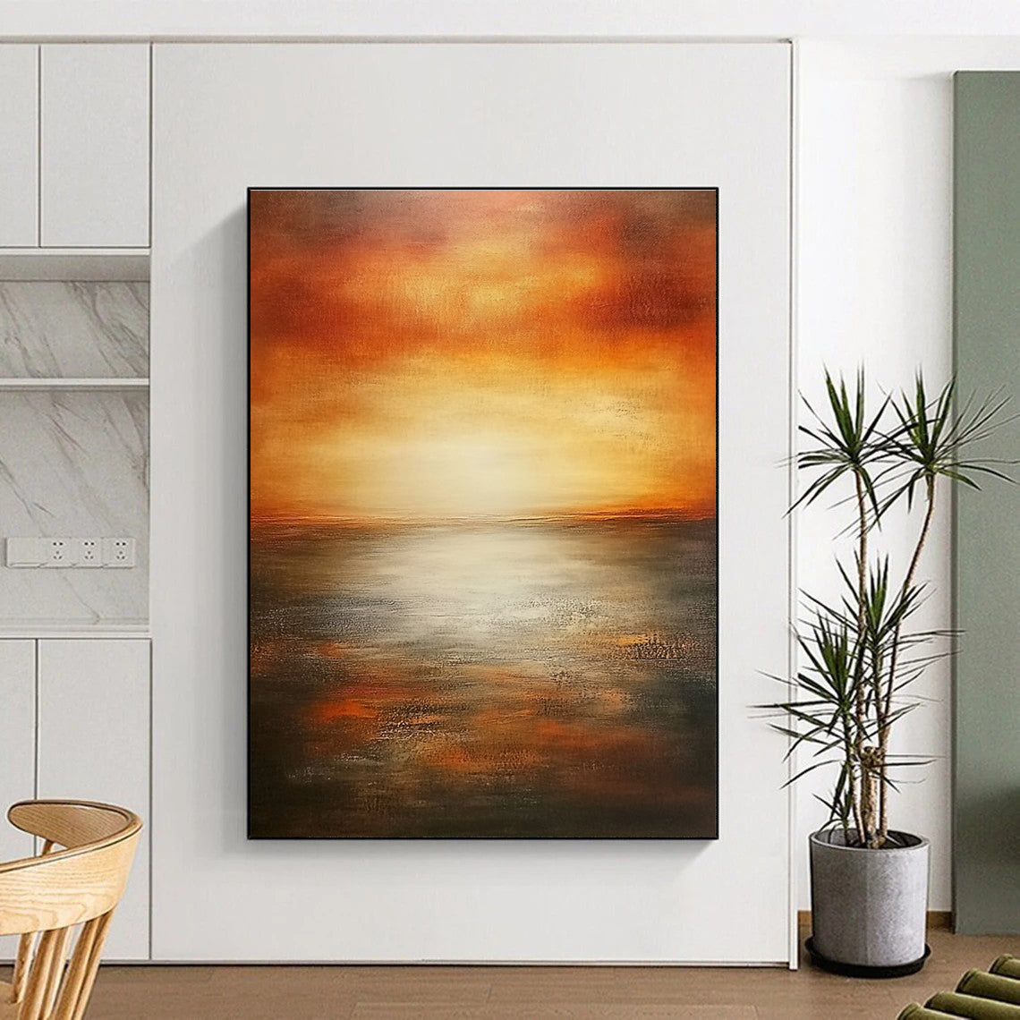 Sunset Over Sea - Serene Seascape Abstract Painting GAB0600