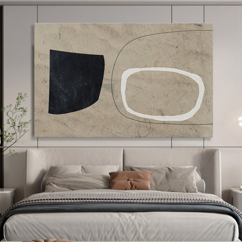 Black - White - Beige Abstract Painting for Timeless Interiors YHT113