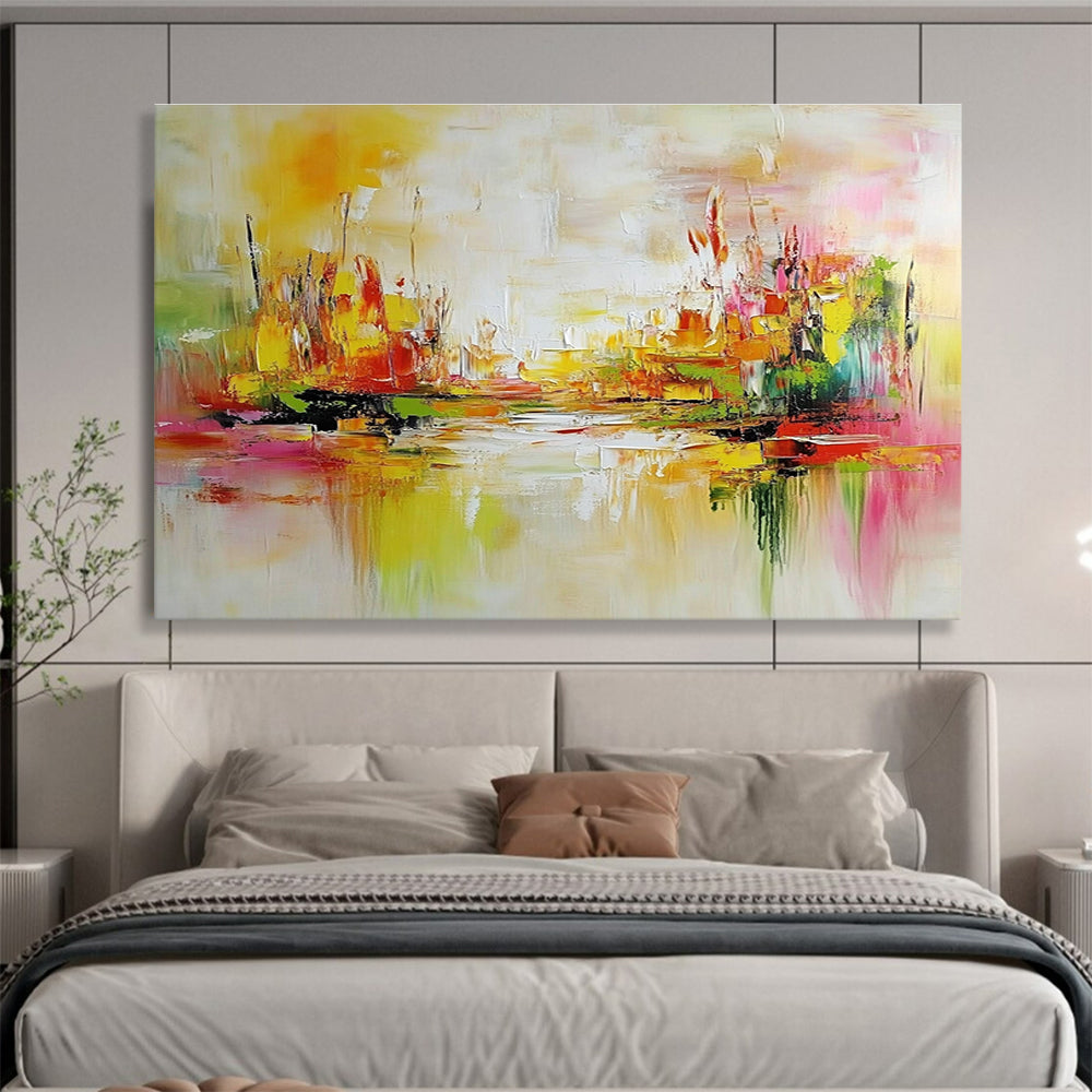 Colorful Cityscape Abstract Painting with Vibrant Energy ABS297