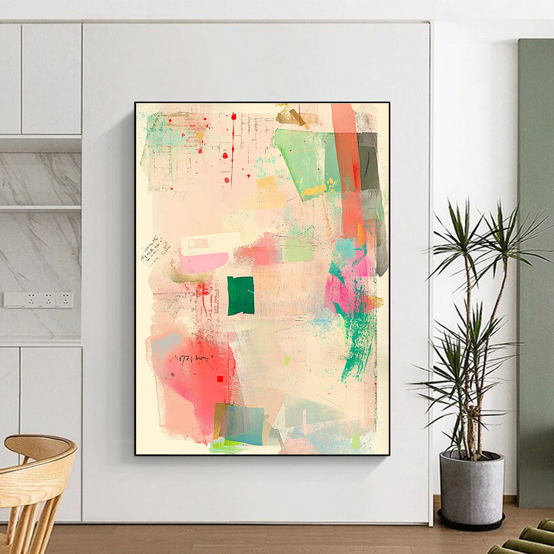 Pastel Color Collage Abstract Painting with Playful Creativity WINK076