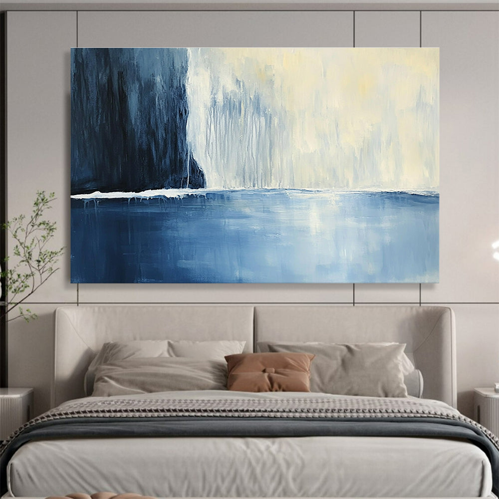 Minimalist Blue Waterfall Abstract Painting ABS206