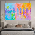 Colorful Figure Procession with Vibrant Palette Abstract Painting ABS318
