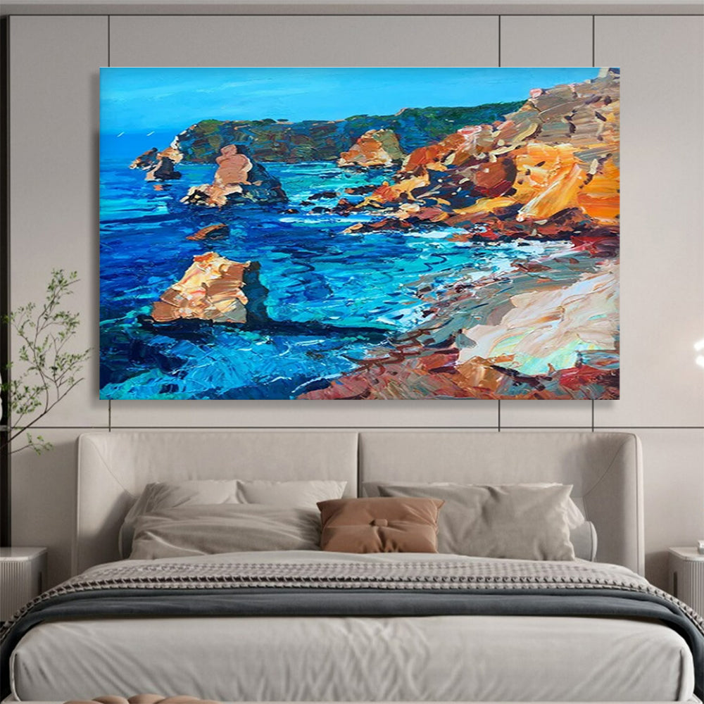 Coastal Rocks Abstract Painting for Seaside Home Living Rooms YHT454
