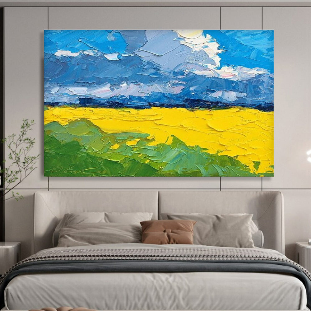 Yellow Field Abstract Painting for Countryside Home Living Rooms YHT480