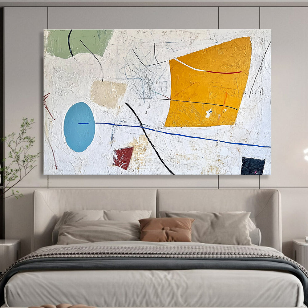 White - Based Colorful Abstract Painting with Random, Artistic Chaos ABS456