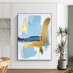 Minimalist Blue Gold Abstract Painting with Elegant Simplicity WINK582