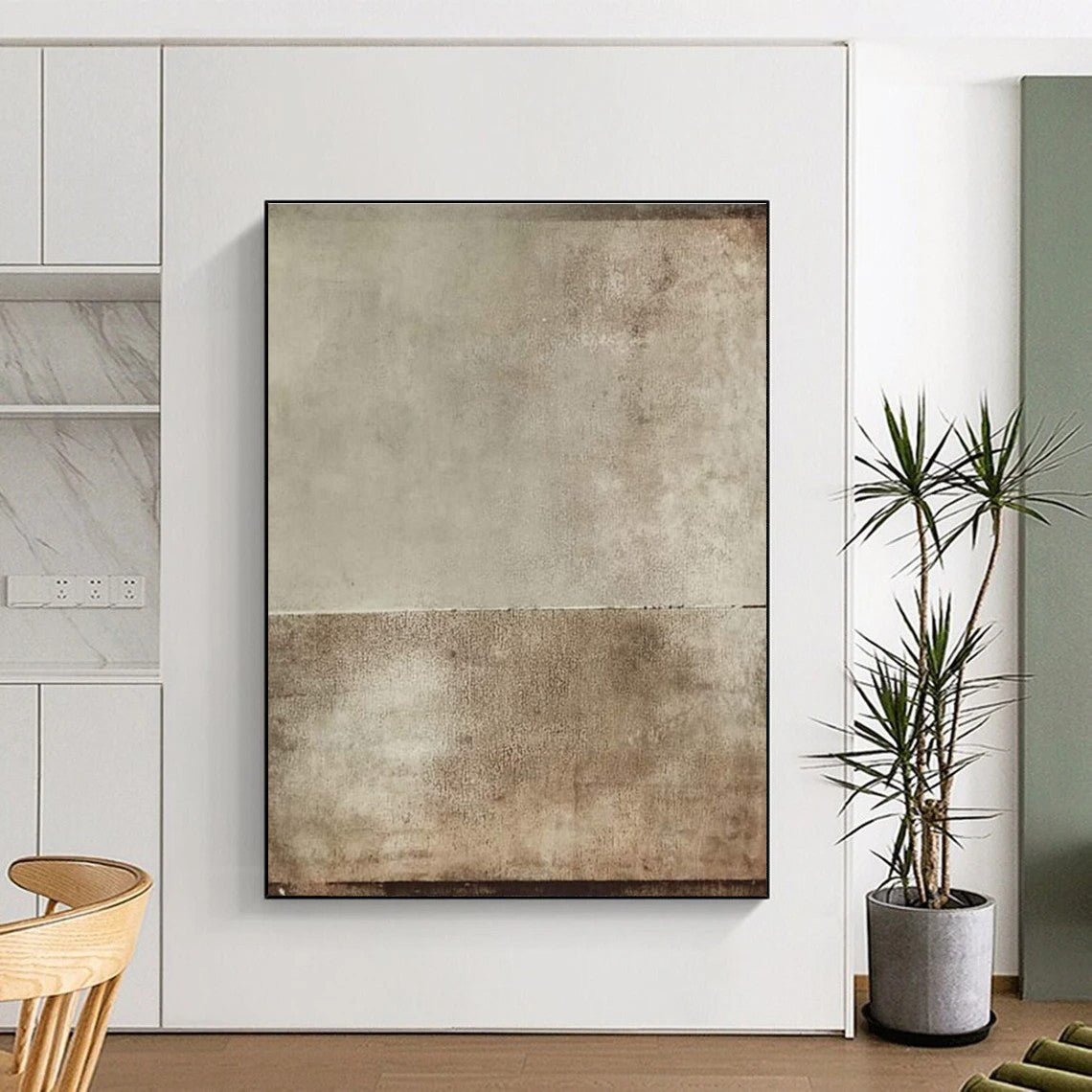 Beige and Brown Textured Abstract Painting for Timeless Living Rooms HENG513