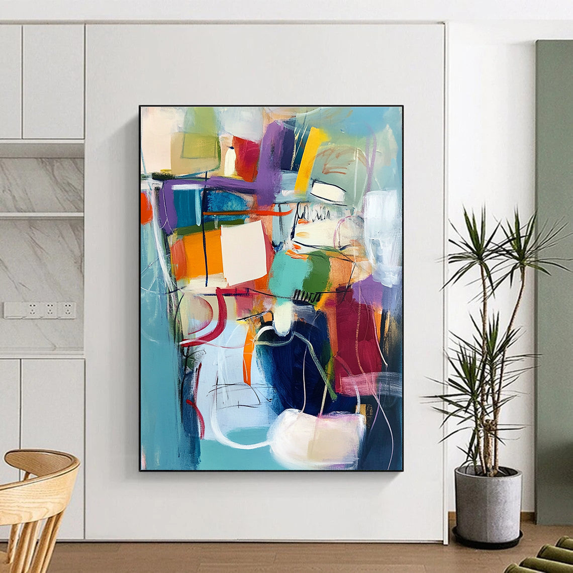Dynamic Color Block Abstract Painting for Creative Office Spaces GAB1241