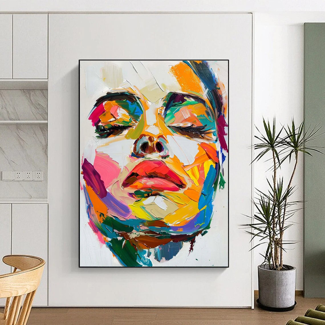 Colorful Portrait Abstract Painting for Creative Studio Lounges HENG090