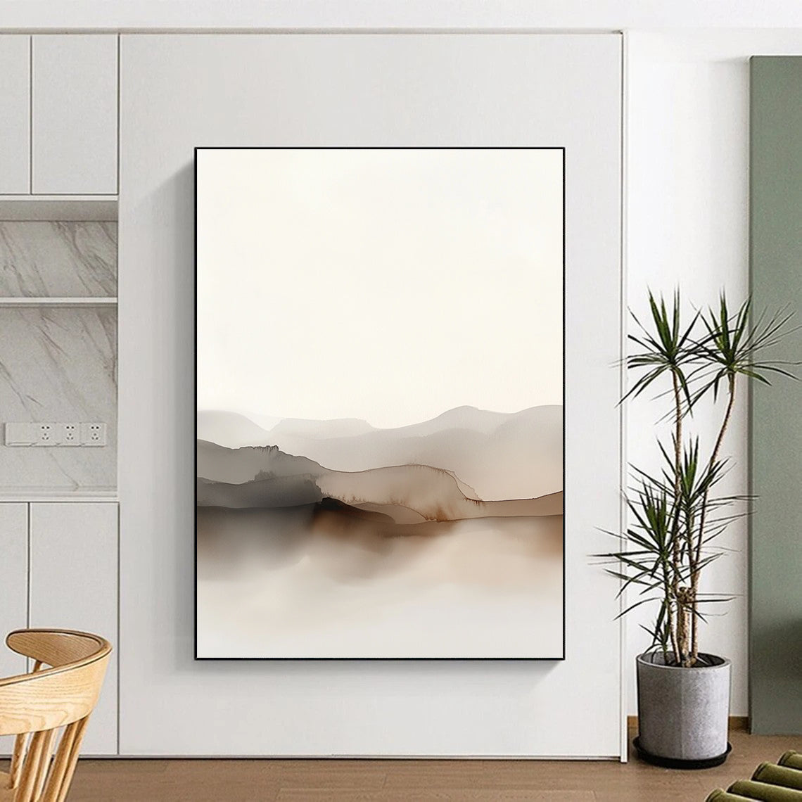 Ink Wash Mountain Scene Ethereal Landscape Abstract Painting GAB0233