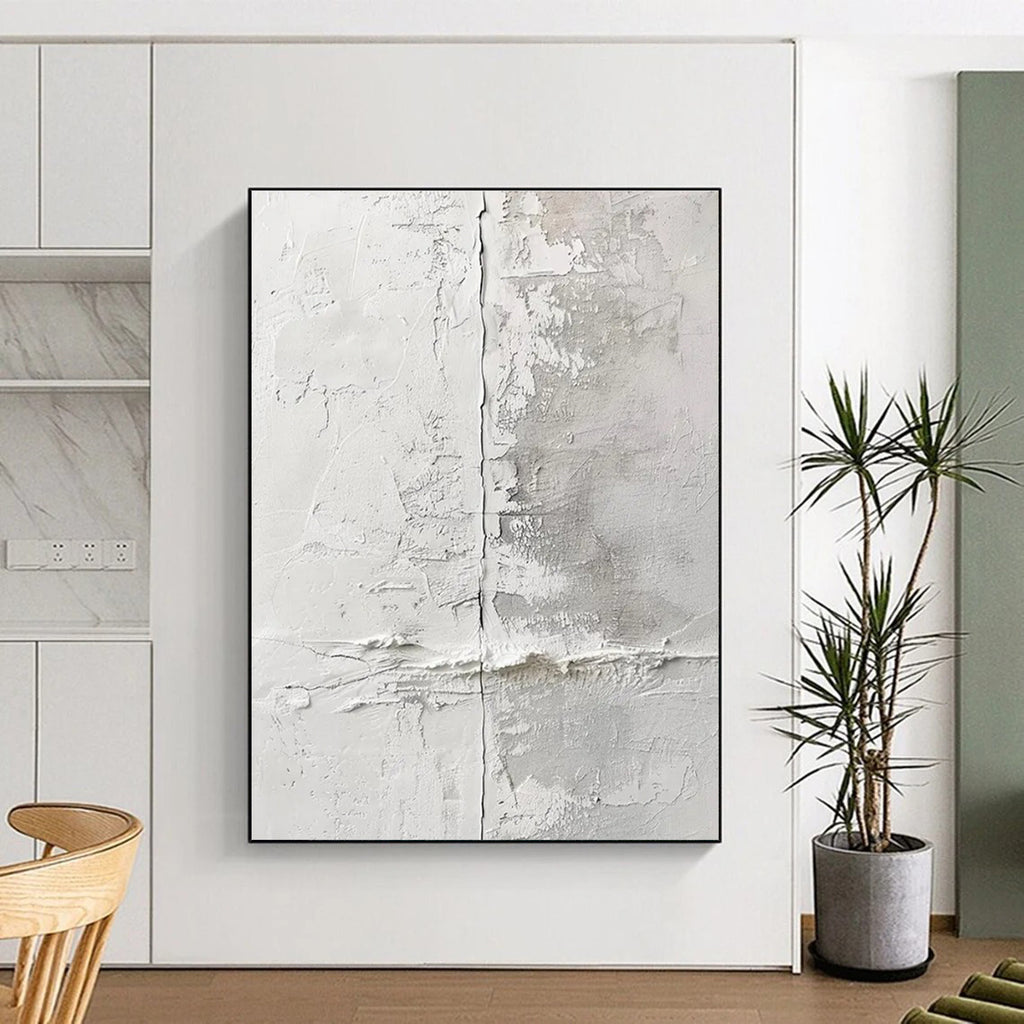 Textured White Wall Abstract Painting for Contemporary Art Spaces HENG066