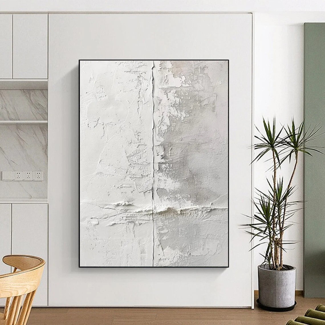 Textured White Wall Abstract Painting for Contemporary Art Spaces HENG066