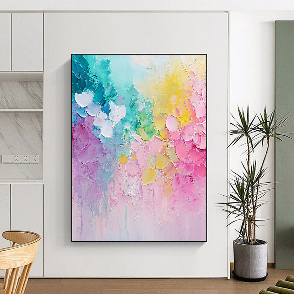 Rainbow Floral Abstract Painting for Cheerful Children’s Playrooms GAB0916