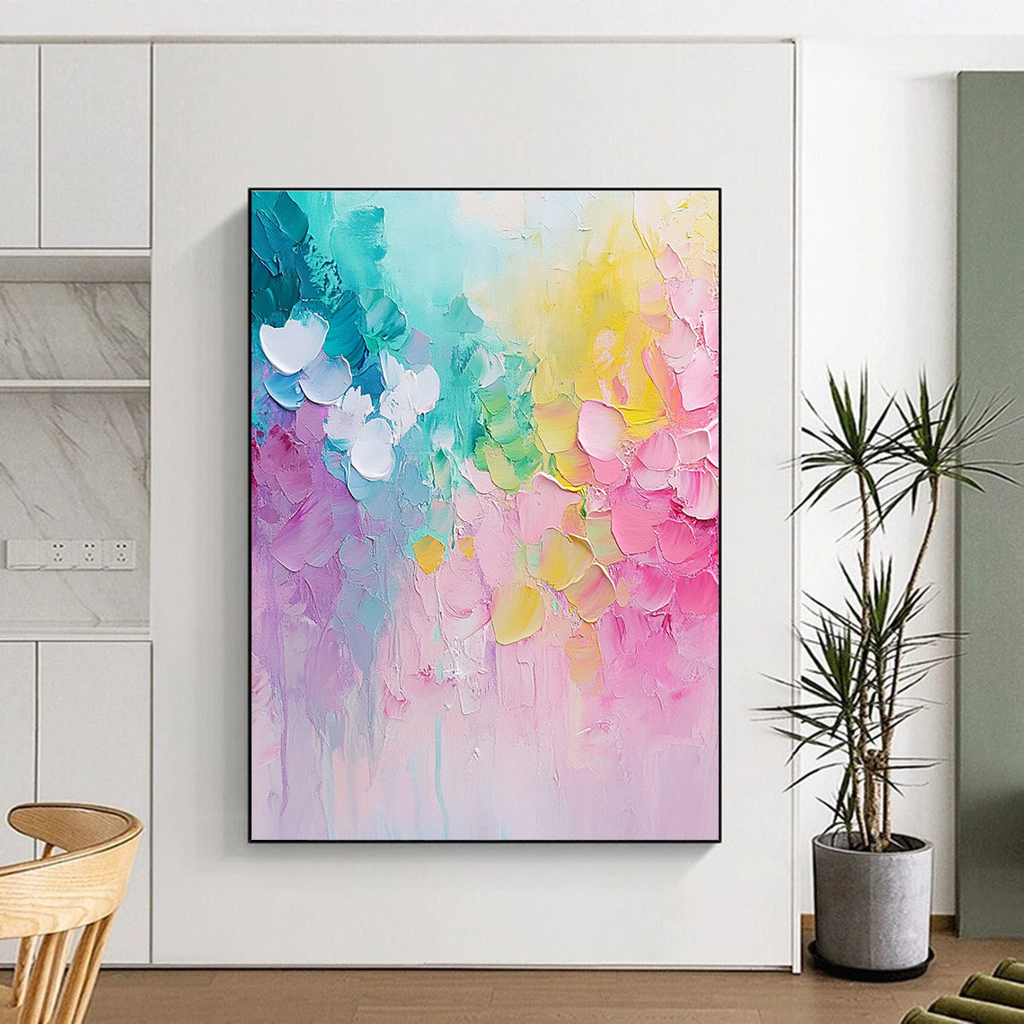 Rainbow Floral Abstract Painting for Cheerful Children’s Playrooms GAB0916