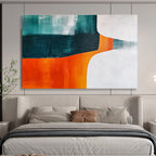Teal and Orange Abstract Painting with Vivid Contrast ABS408