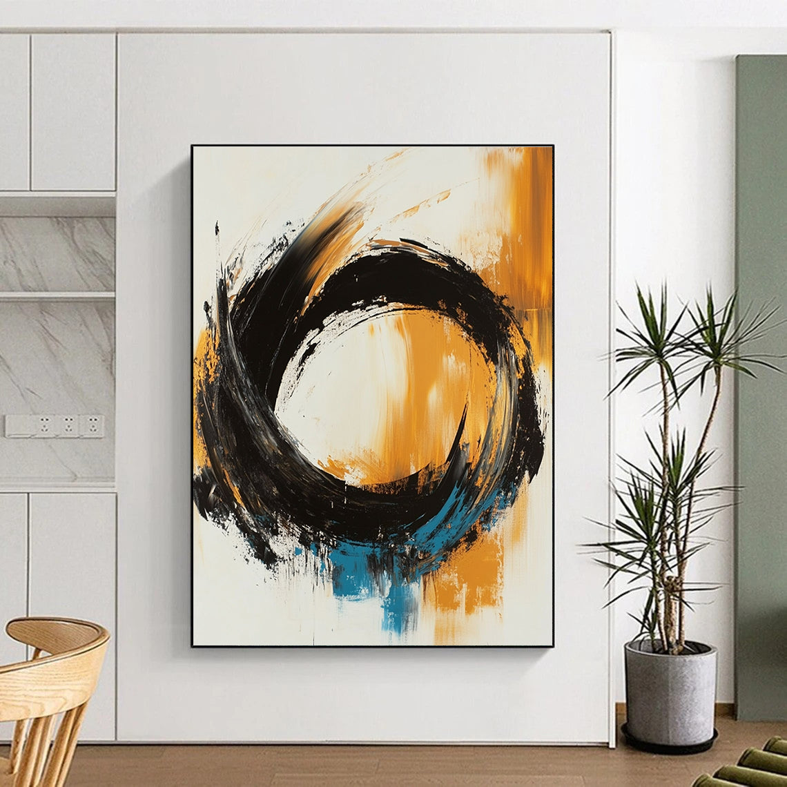 Bold Circular Abstract Painting with Dynamic Motion WINK767