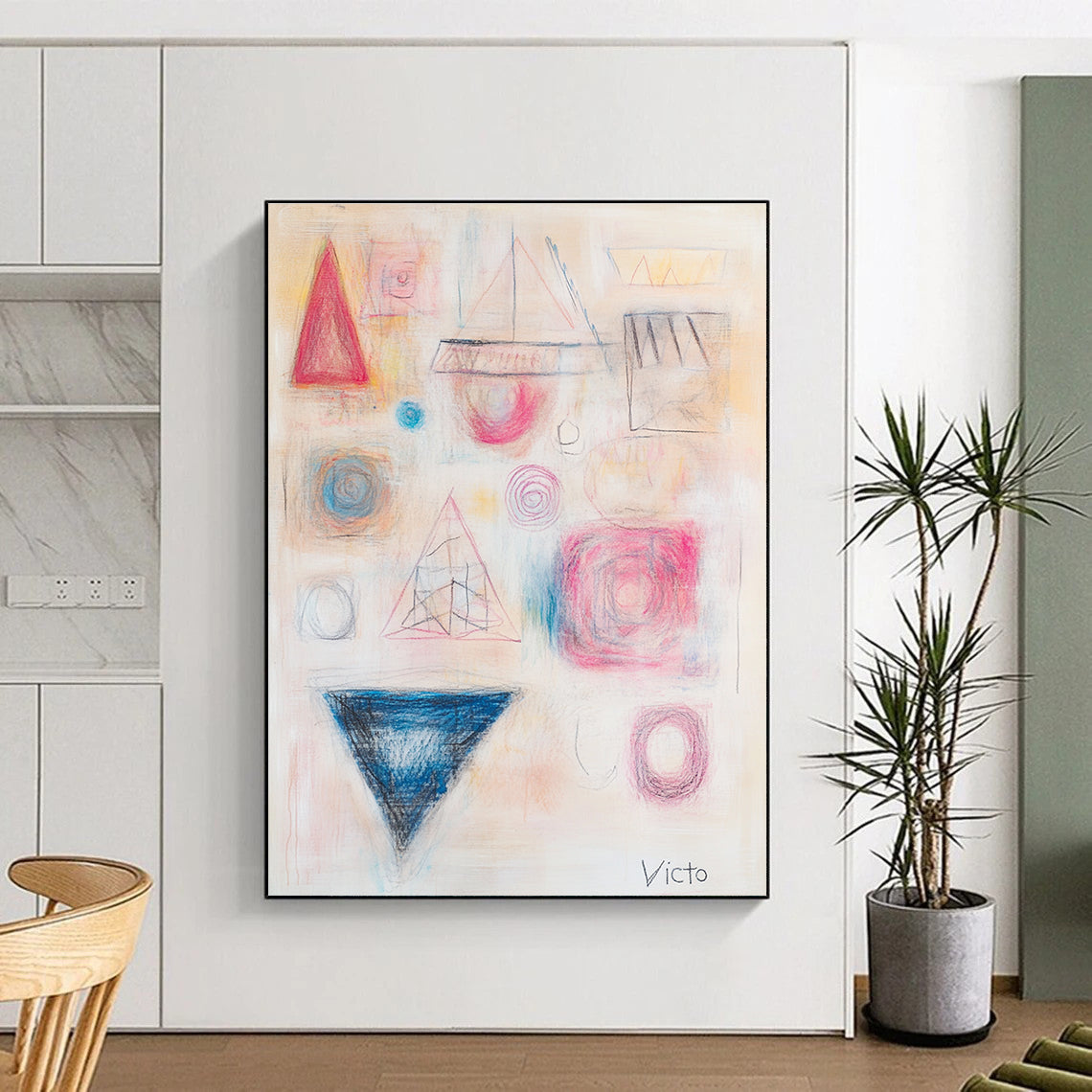 Geometric Pastel Abstract Minimalist Abstract Painting GAB0364