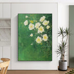White Roses on Green Impressionistic Abstract Painting GAB0305