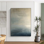Subtle Monochromatic Sea Abstract Painting for Serene Bedrooms HENG299