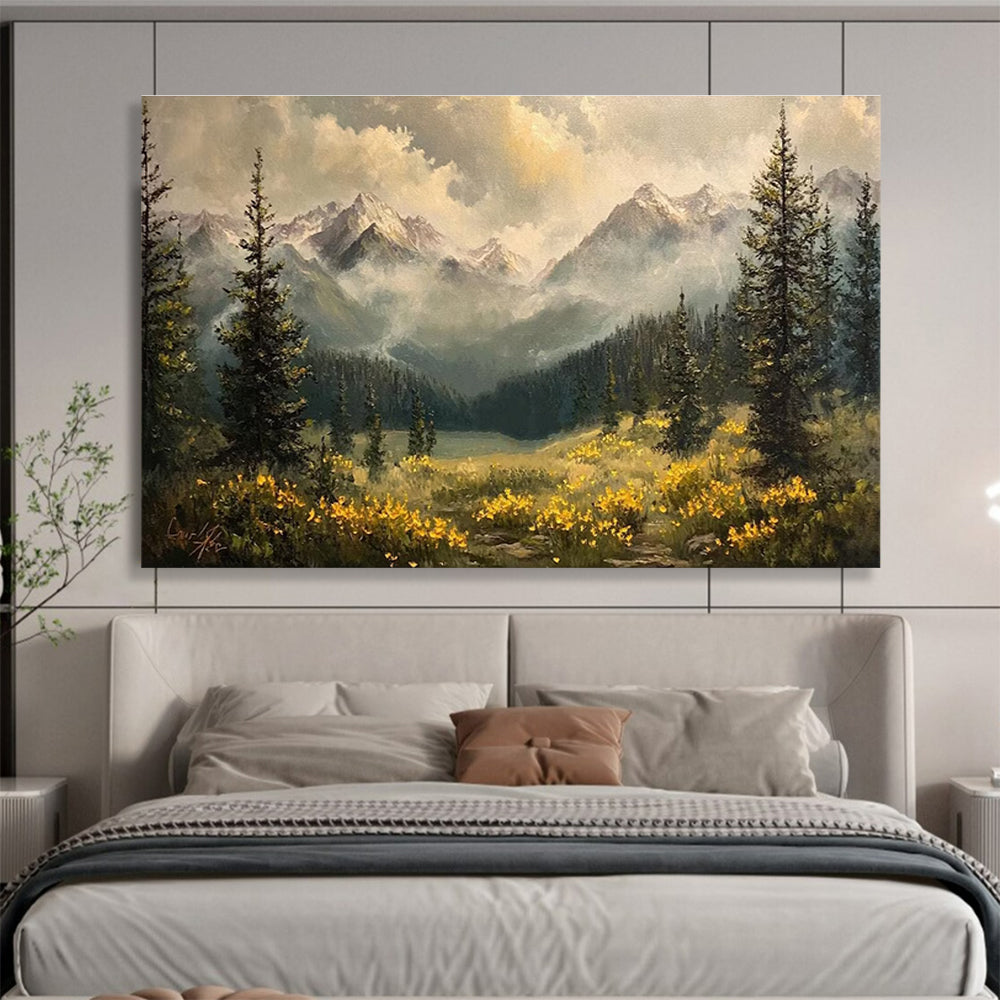 Mountain Meadow Abstract Painting for Nature - Inspired Living Rooms YHT420