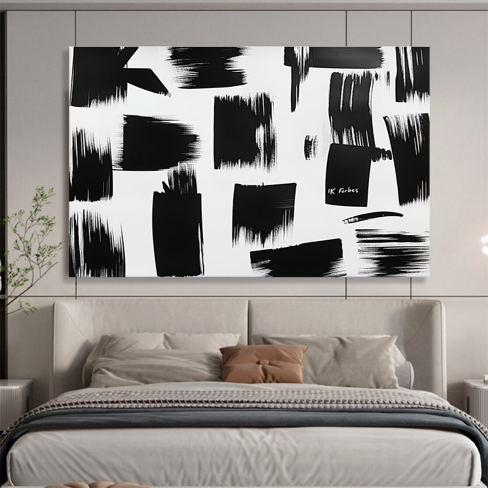 Black Brushstrokes on White  Bold Minimalism ABS061