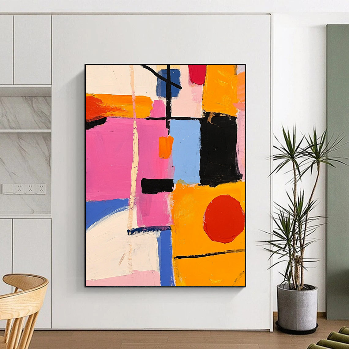 Color Block Abstract Painting with Playful Geometry WINK300