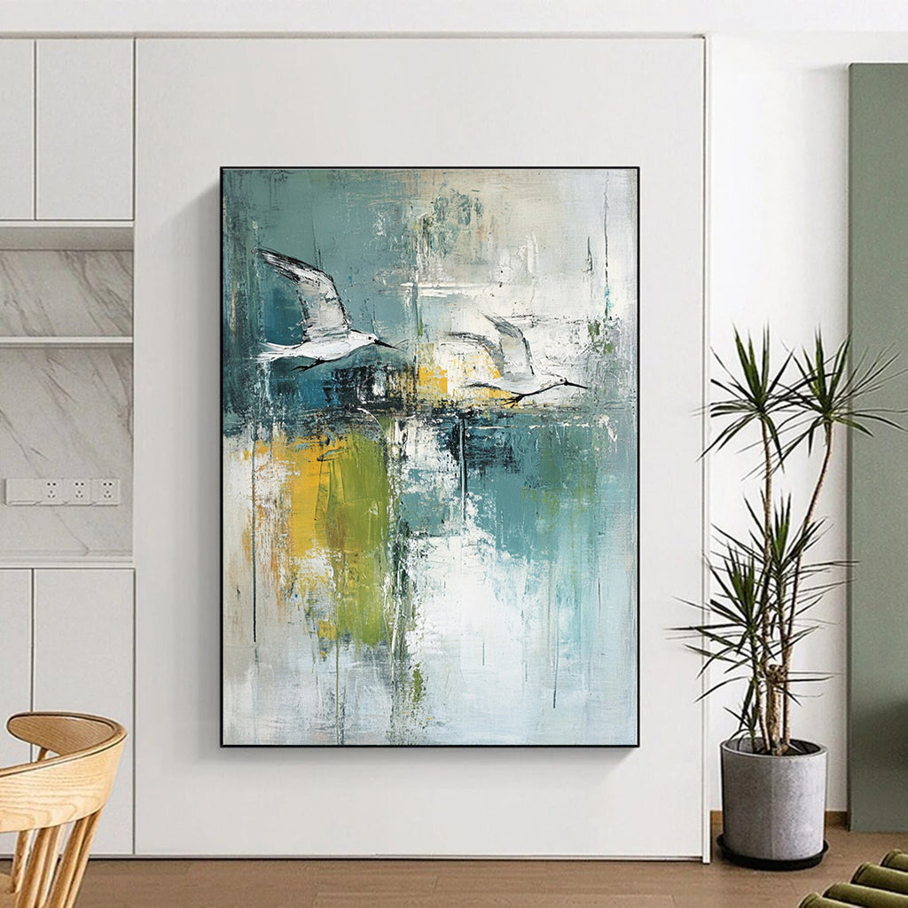 Flying Birds Abstract Painting for Coastal Cafes GAB0755